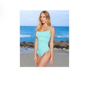 La Blanca - Island Goddess Rouched Body Lingerie Mio 1 pc Swimsuit - Blue Lagoon